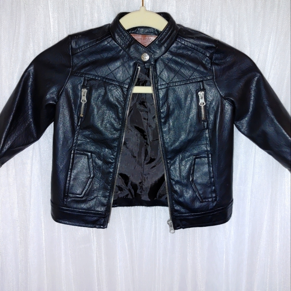 Beverly Hills Polo Club Black Faux Leather Jacket Boys Size S(2T)